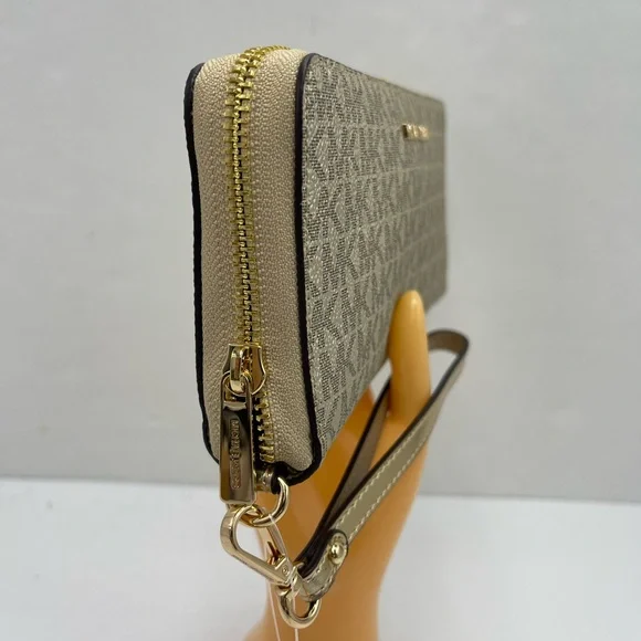 MICHAEL KORS Jet Set Large Metallic Signature Logo Continental Wallet Wristlet - Picture 8 of 16